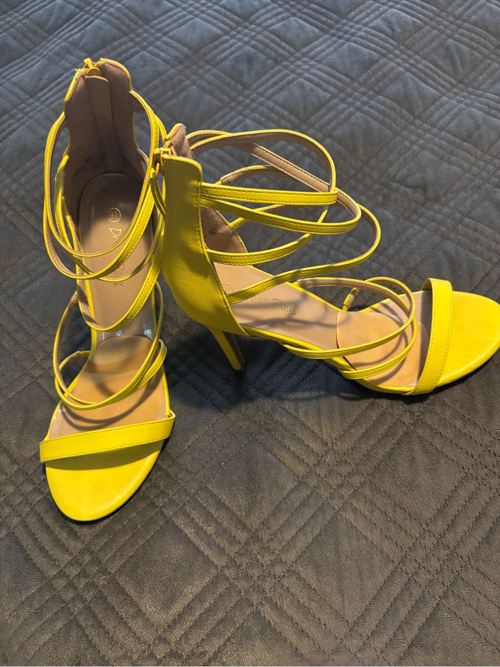 Yellow Strappy High Heel Sandals